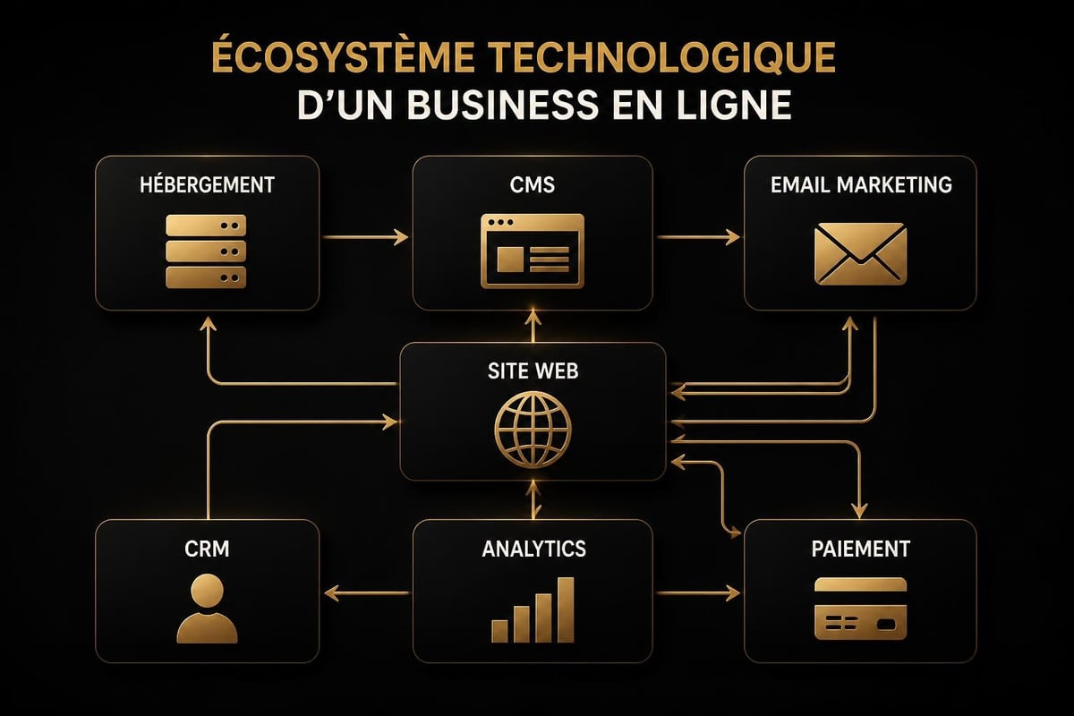 Business en ligne : Guide 2026 pour réussir 3 Stack technologique business en ligne