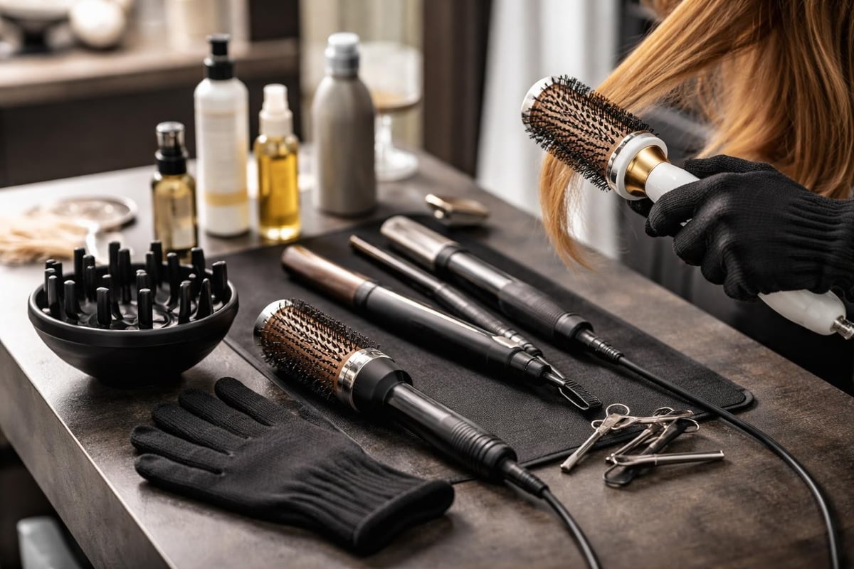 Professional heat styling support accessories and salon tools