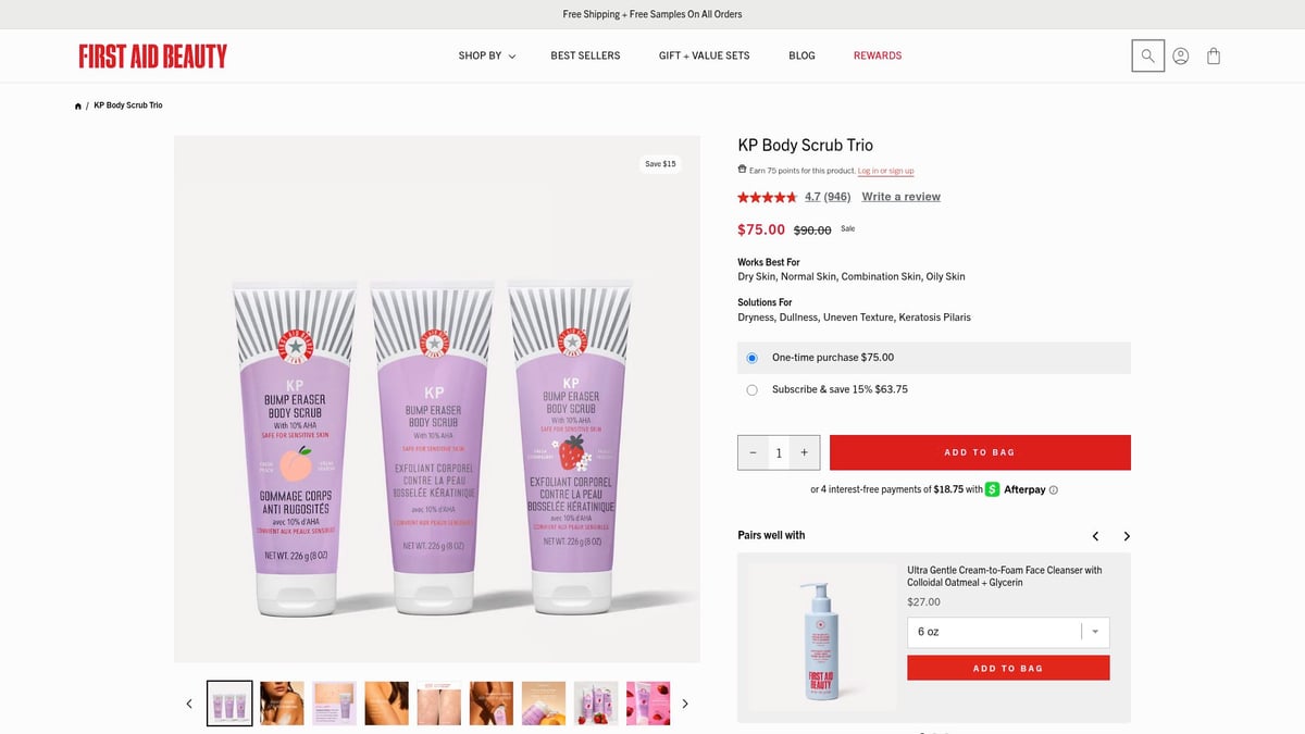 7 Must-Have Beauty Set Picks for 2026 - KP Body Scrub Trio – First Aid Beauty ($75)
