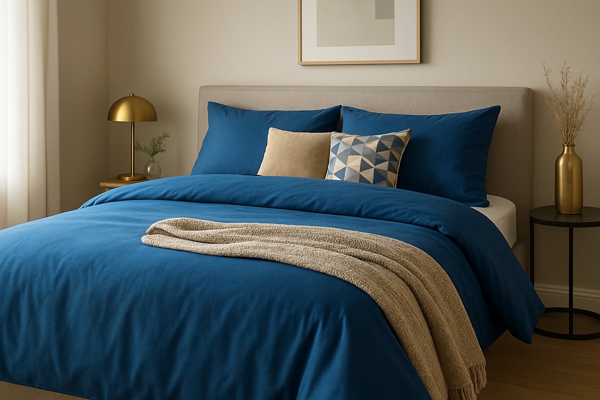 How to style blue bedding sheets for a modern bedroom look