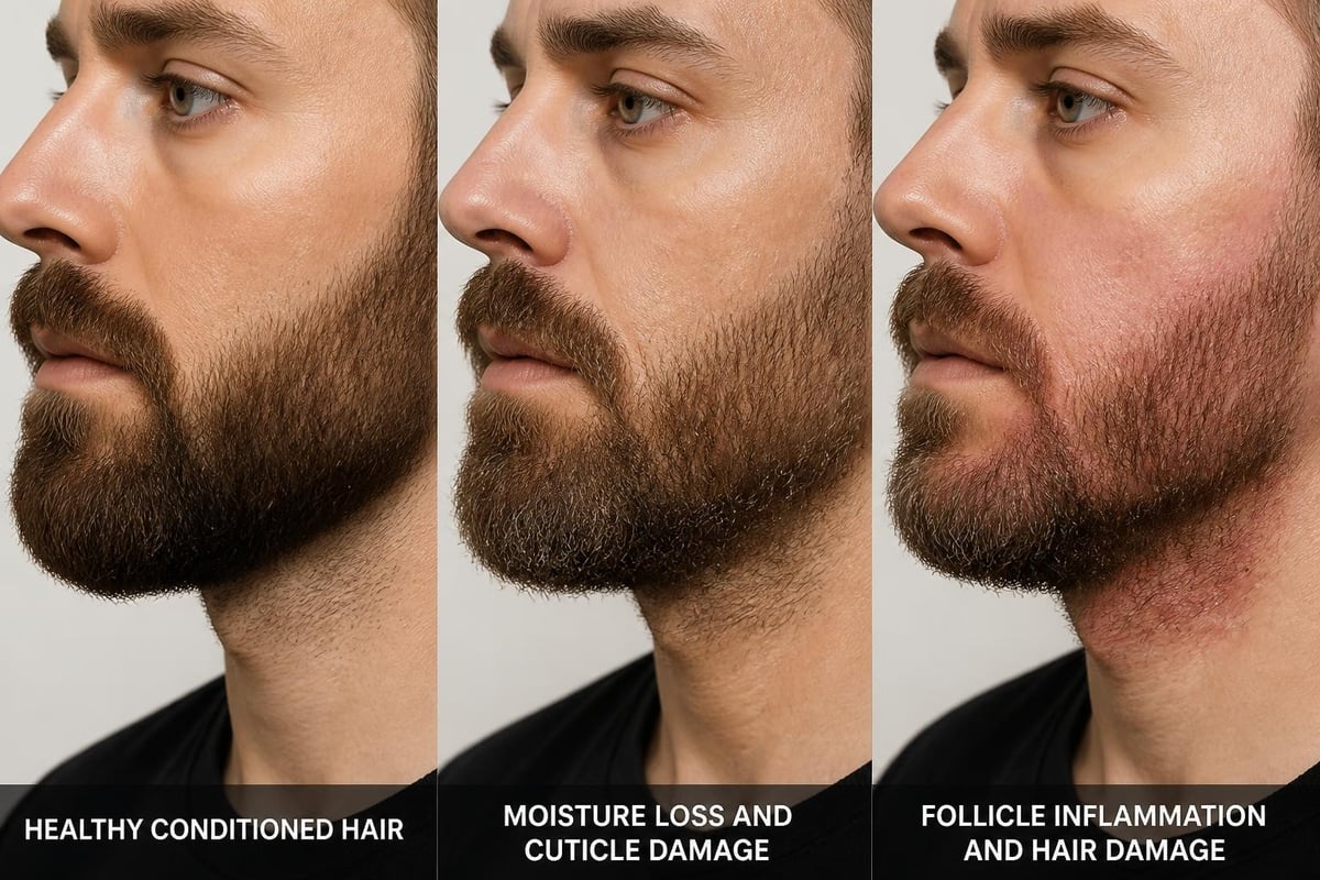 Beard hair cuticle damage
