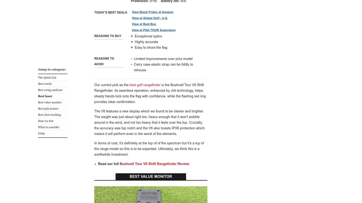 Top 7 Best Golf Gadget Picks for 2025 to Elevate Your Game - Bushnell Tour V6 Shift Rangefinder