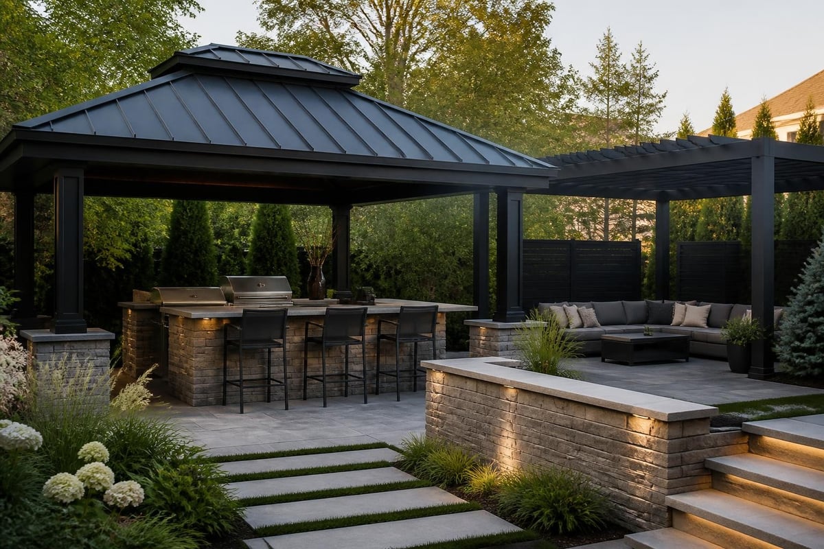 Metal roof gazebo design integration