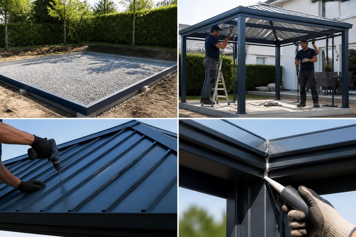 Metal roof gazebo installation process