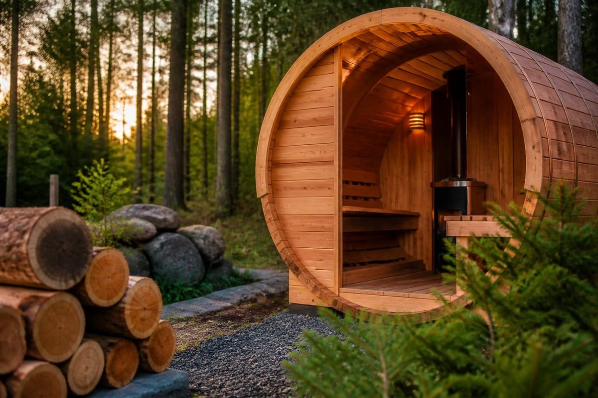 Cedar wood properties and barrel sauna heat circulation