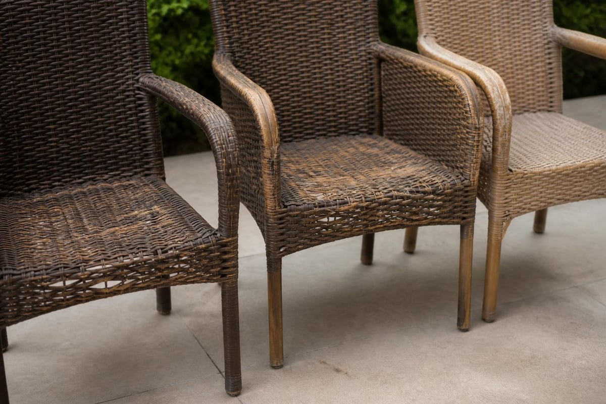 Commercial rattan furniture wear patterns