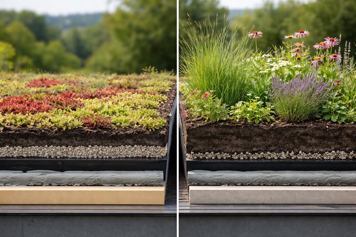 Extensive versus intensive green roof comparison