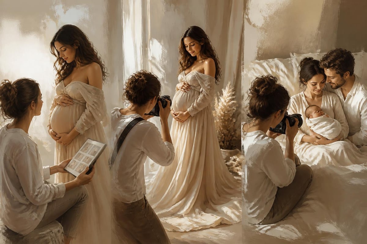 Maternity to newborn photography continuity