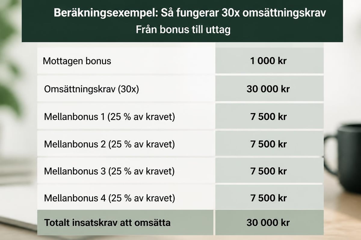 Casino med bonus utan insättning 2026 - Fullständig guide 3 Omsättningskrav exempel