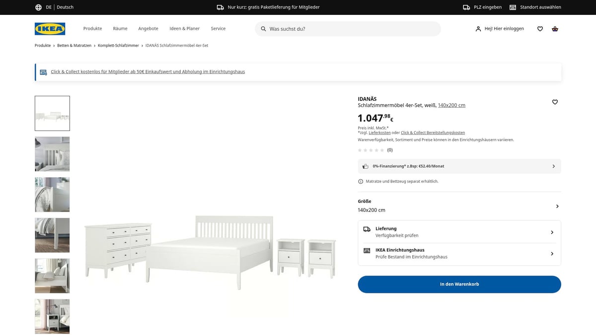 7 Stilvolle Schlafzimmer Komplett Ikea Ideen für 2026 - 4. IDANÄS Schlafzimmermöbel 4er-Set – Zeitlose Qualität