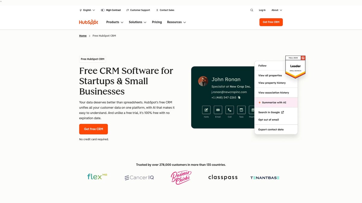 6 Best AI CRM Tools Transforming Business in 2026 - HubSpot CRM with AI Features