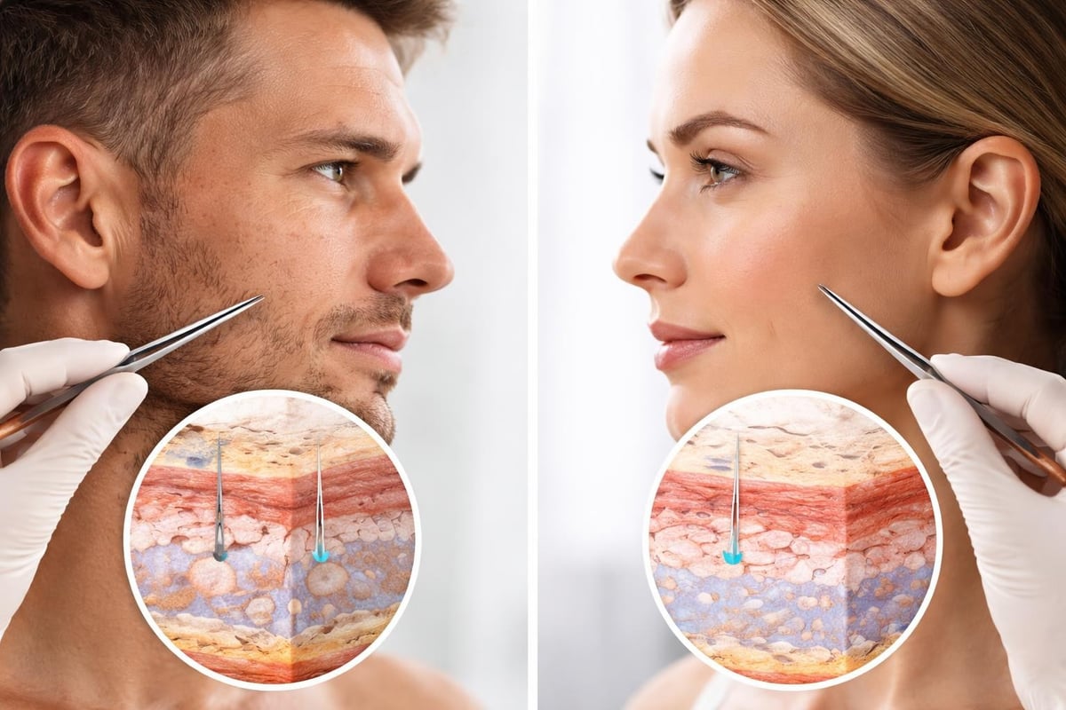 Men's skin structure layers