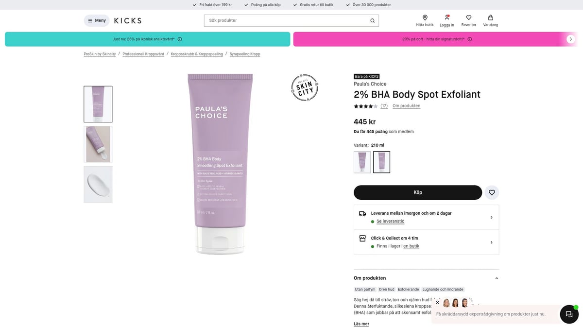 8 Amazing Body Scrub Favorites For Fresh Skin 2025 - Paula's Choice 2% BHA Body Spot Exfoliant