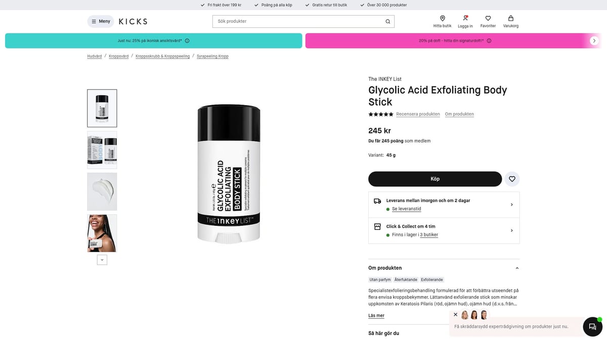 8 Amazing Body Scrub Favorites For Fresh Skin 2025 - The INKEY List Glycolic Acid Exfoliating Body Stick