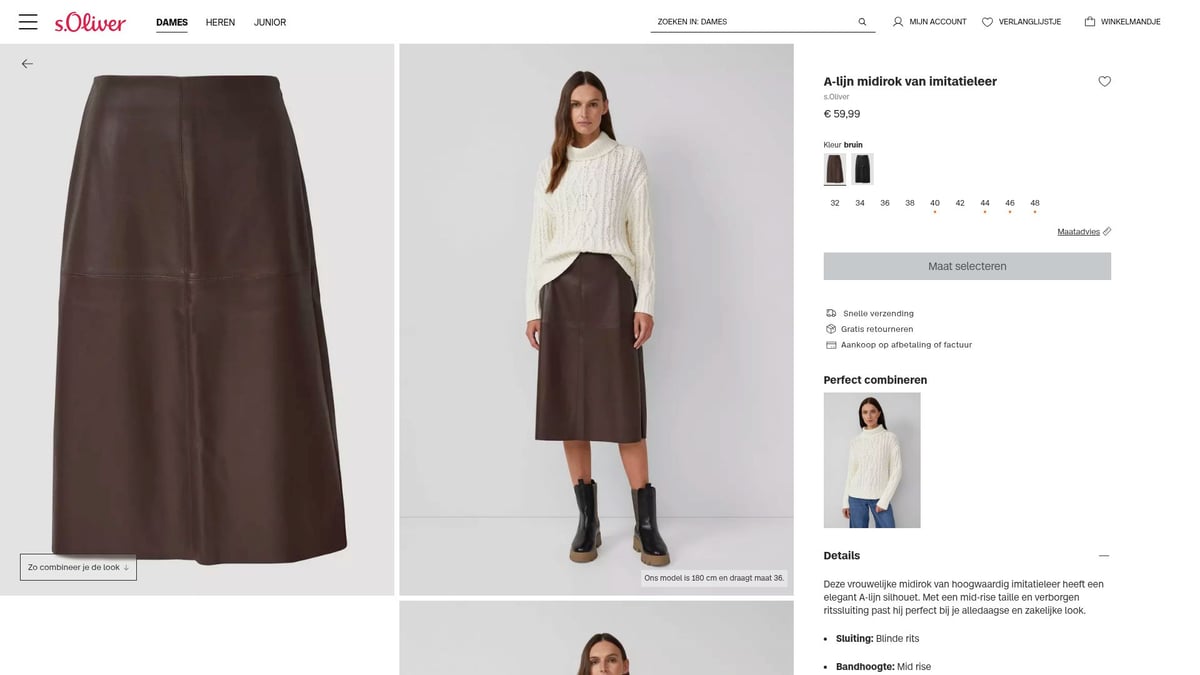 10 Trendy Rokken Dames Voor Elke Gelegenheid In 2025 - A-lijn midirok van imitatieleer – s.Oliver (€59,99)