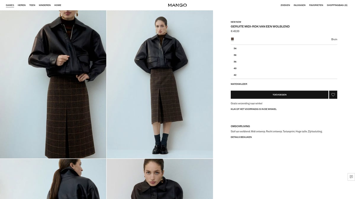 10 Trendy Rokken Dames Voor Elke Gelegenheid In 2025 - Geruite midi-rok van een wolblend – Mango (€59,99)