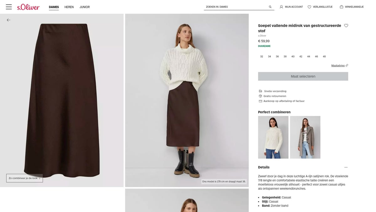 10 Trendy Rokken Dames Voor Elke Gelegenheid In 2025 - Soepel vallende midirok van gestructureerde stof – s.Oliver (€59,99)