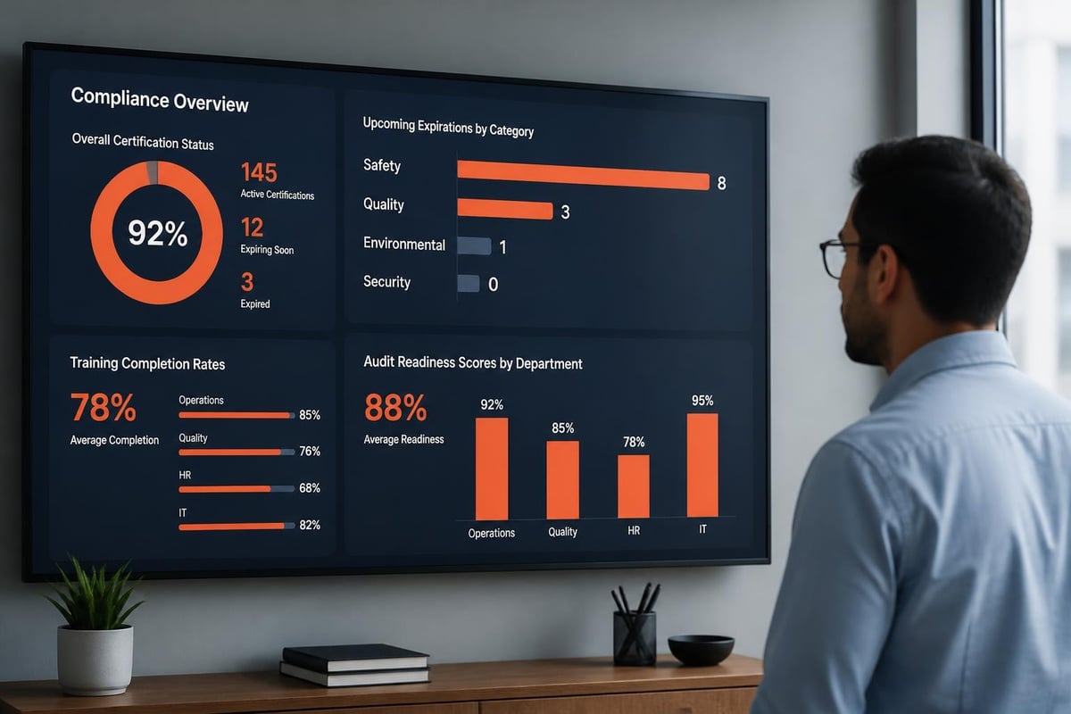 Certification Management Software for Growing Organizations Compliance dashboard metrics