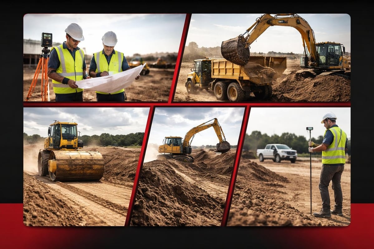 Bulk earthworks process stages