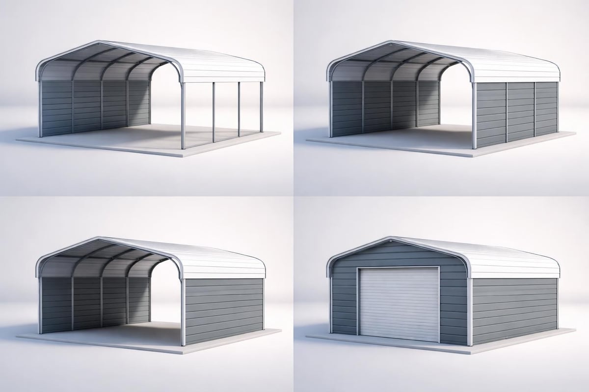 12x20 metal carport side panel configurations