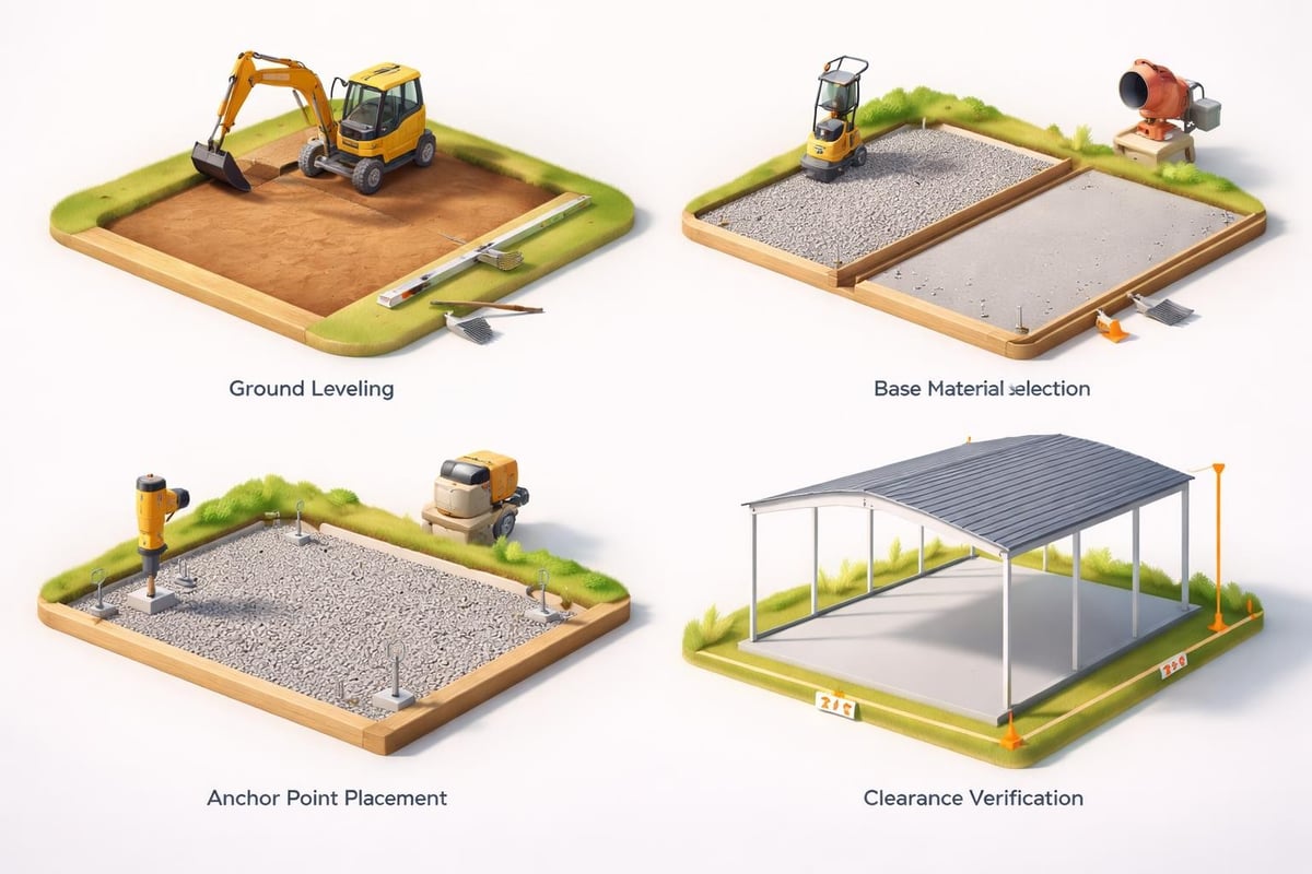 Site preparation for metal carport