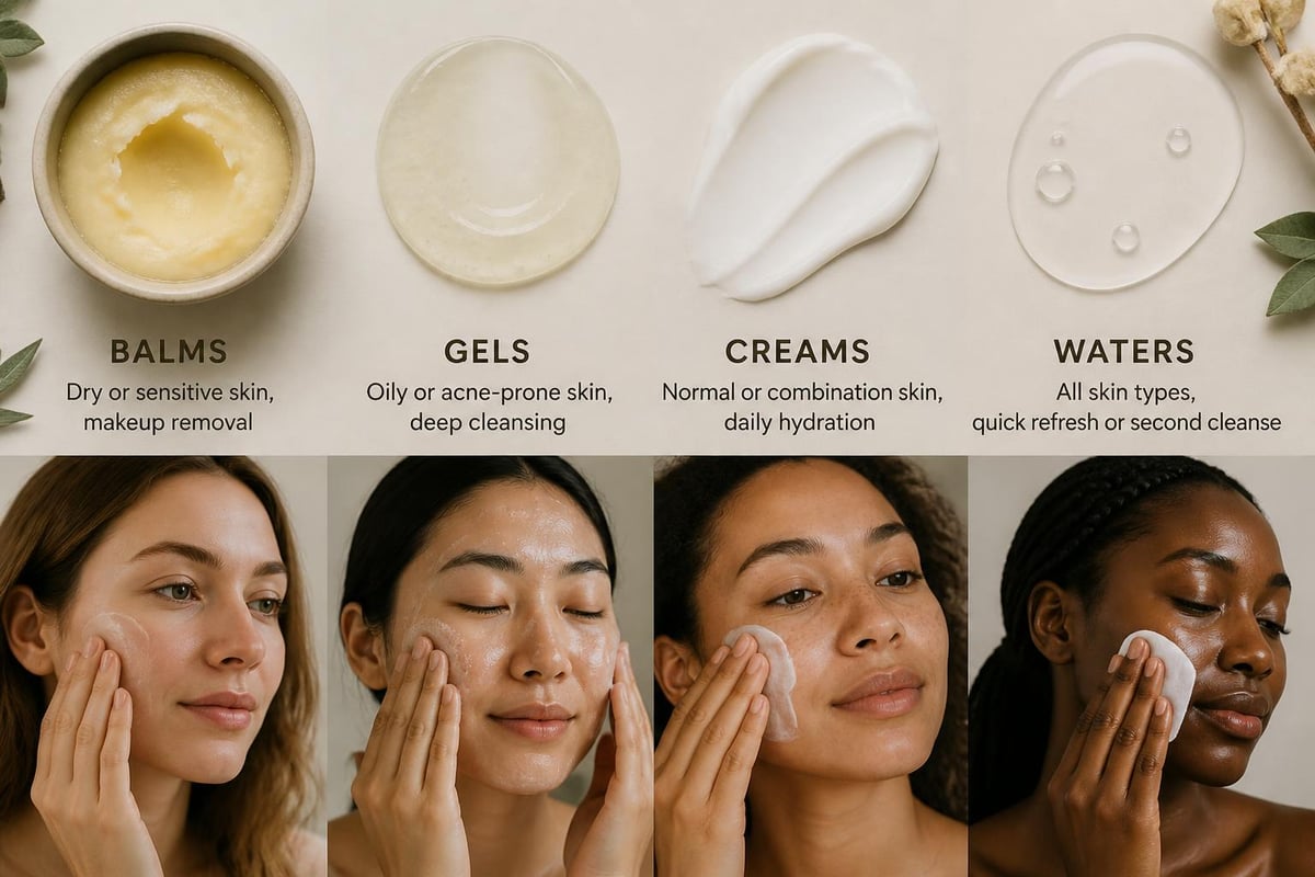 Different cleanser textures and formats