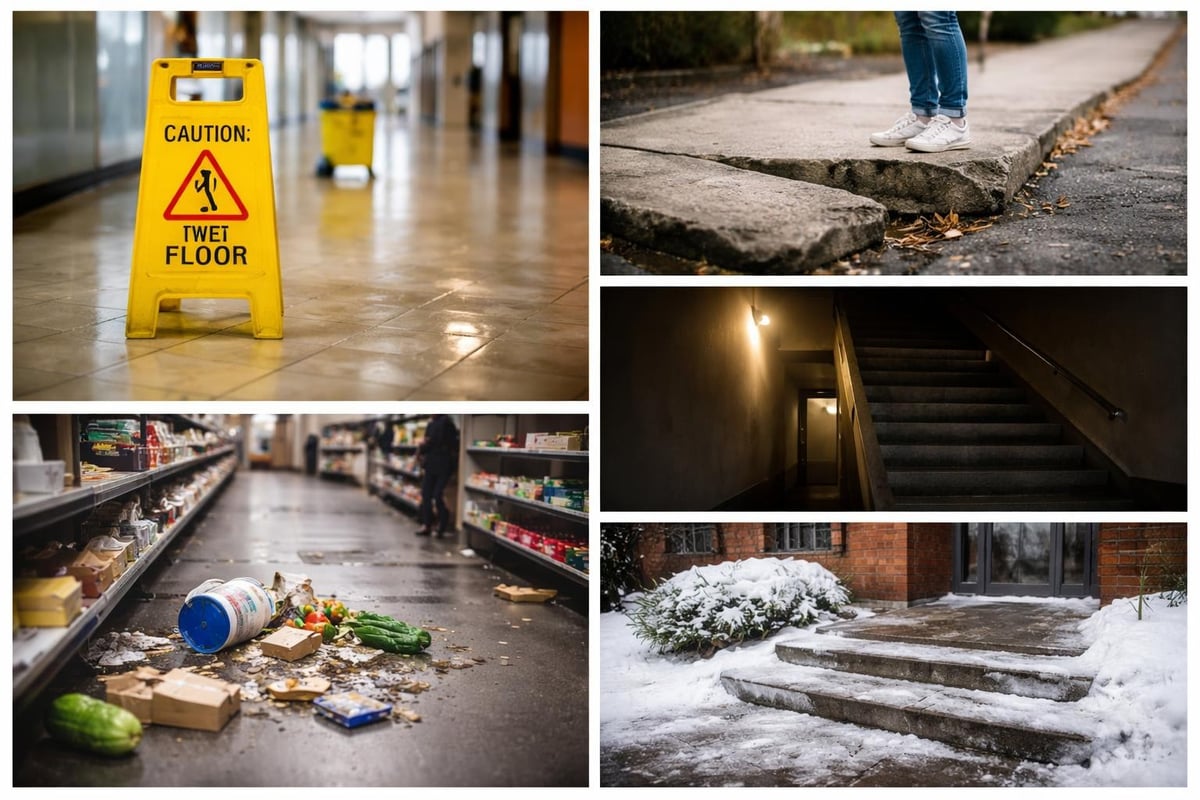 Common slip and fall hazards