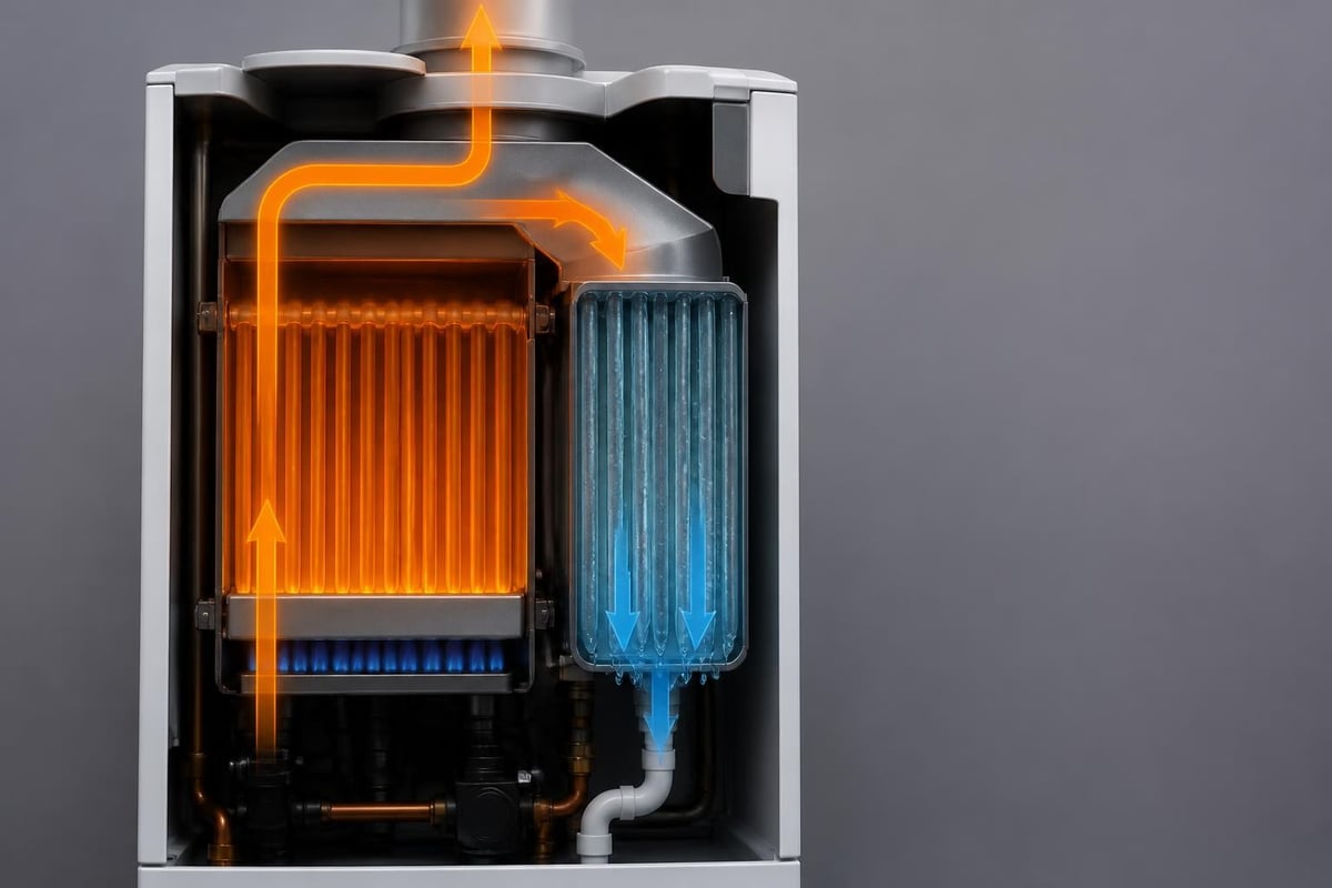 Condensing boiler heat recovery process