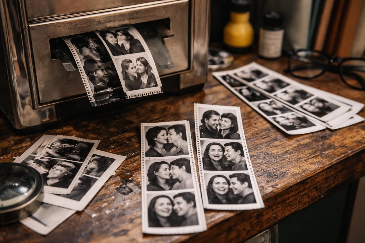 Vintage photo booth aesthetic appeal