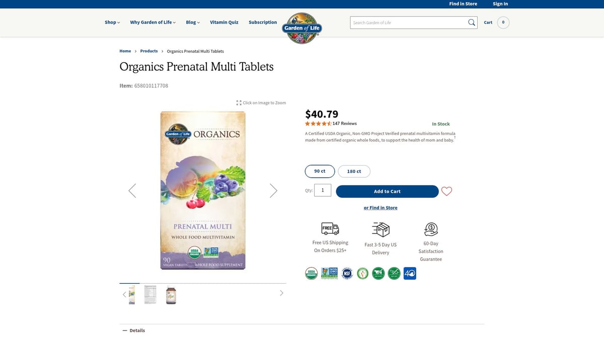 9 Top Prenatal Vitamins for 2026: Expert Picks & Reviews - Garden of Life mykind Organics Prenatal Multi