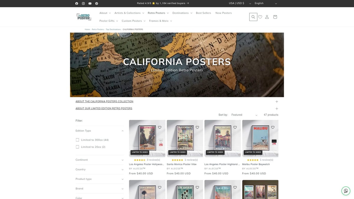 8 Retro Travel Posters That Bring Vintage Charm to Your Walls - My Retro Poster: California Dreaming