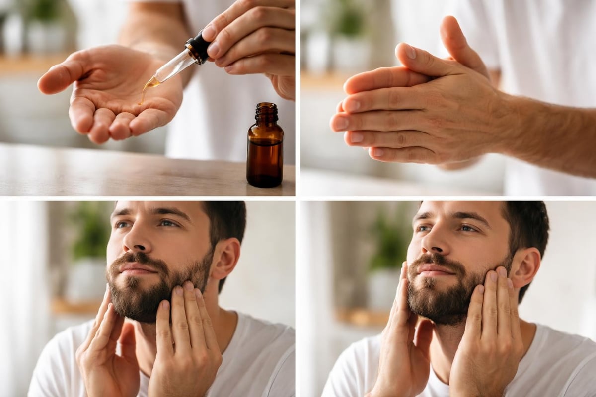 Daily beard oil application technique