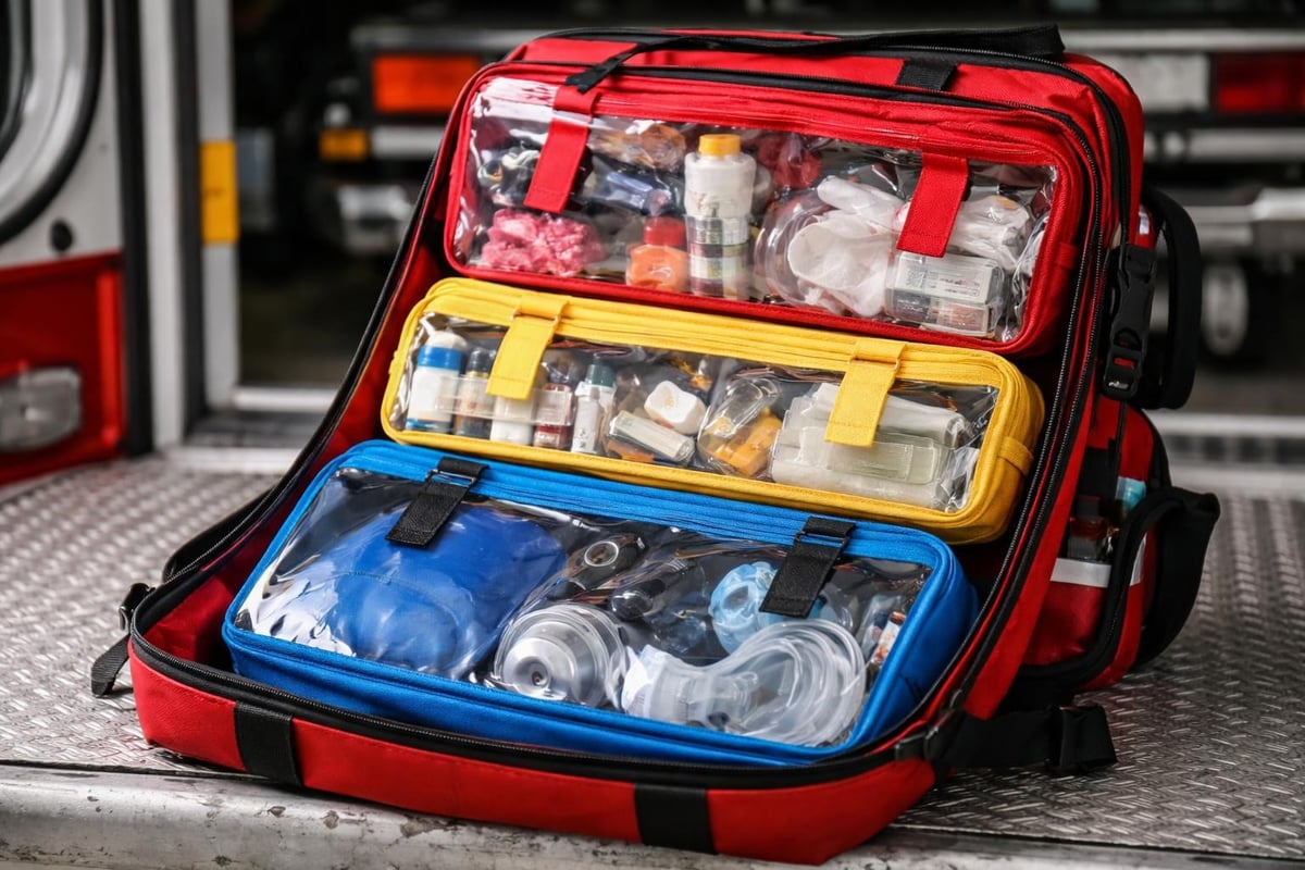 Compartmentalized medical bag layout