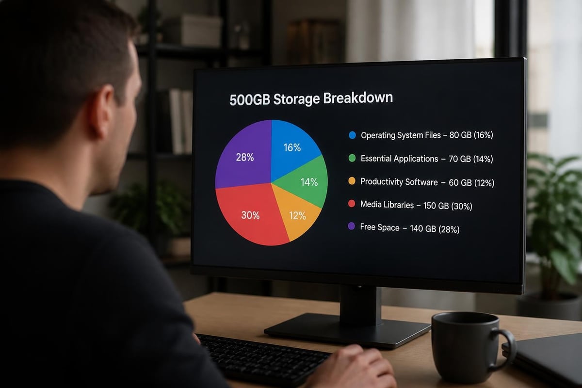 Storage capacity allocation for 500GB laptop