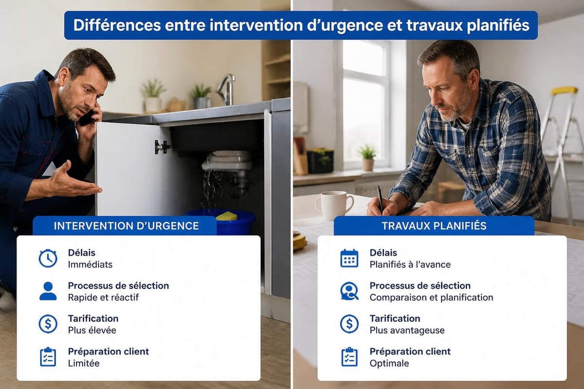 Comparaison urgence et planifié