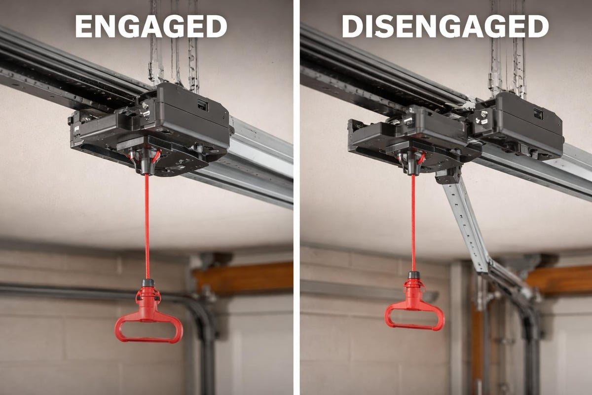 Garage door emergency release mechanism