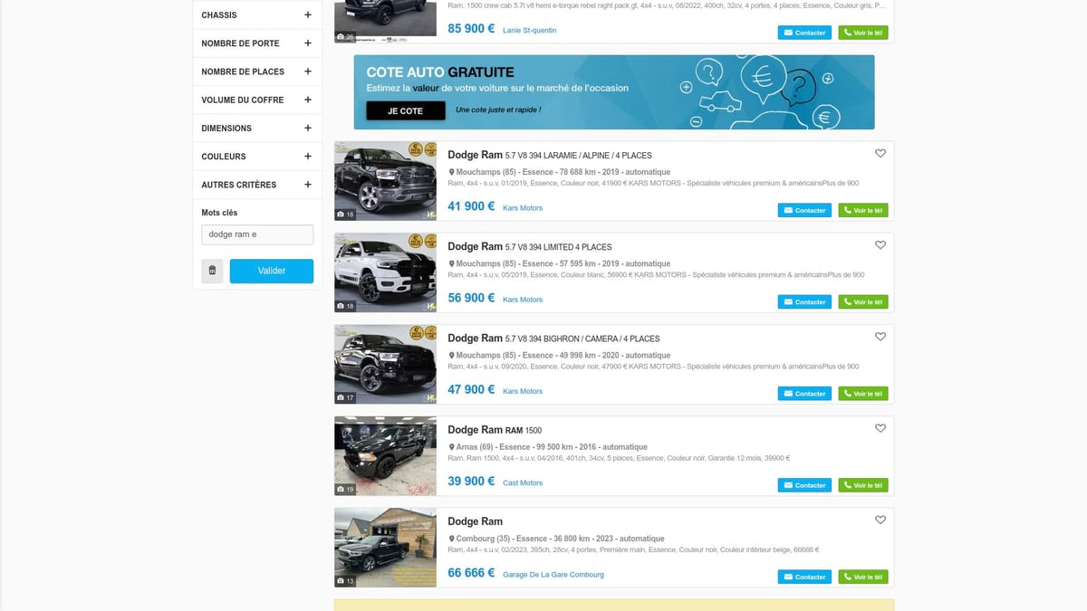 7 Raisons de Choisir le Dodge Ram 2021 en 2026 - 7. Dodge RAM 1500 Double Cabine 5.7 V8 HEMI 395cv Big Horn Spitfire 4x4