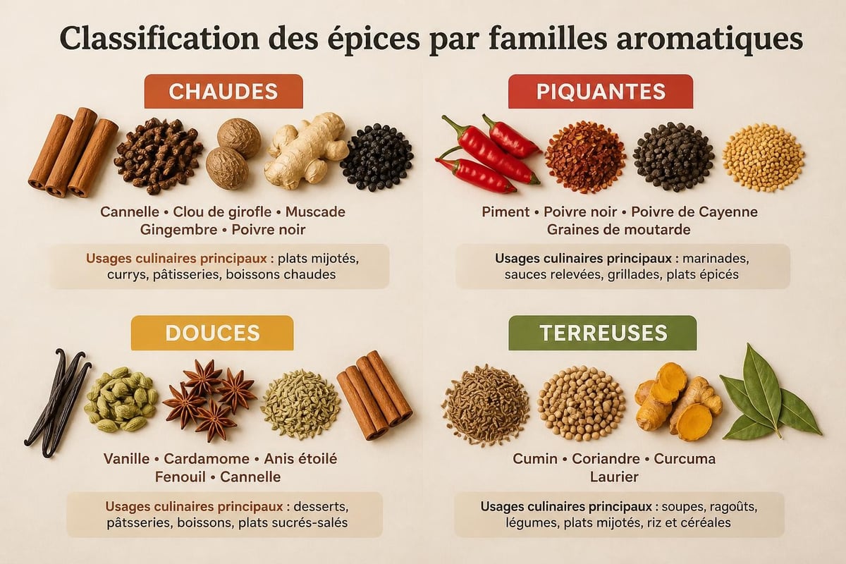 Familles d'épices et leurs associations