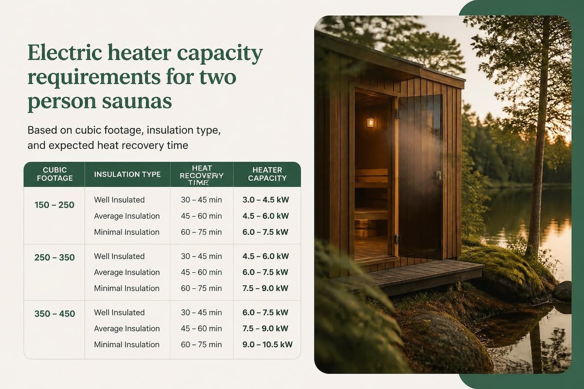 Sauna heater sizing calculation