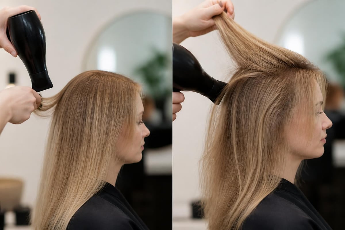 Root lift blow-dry direction