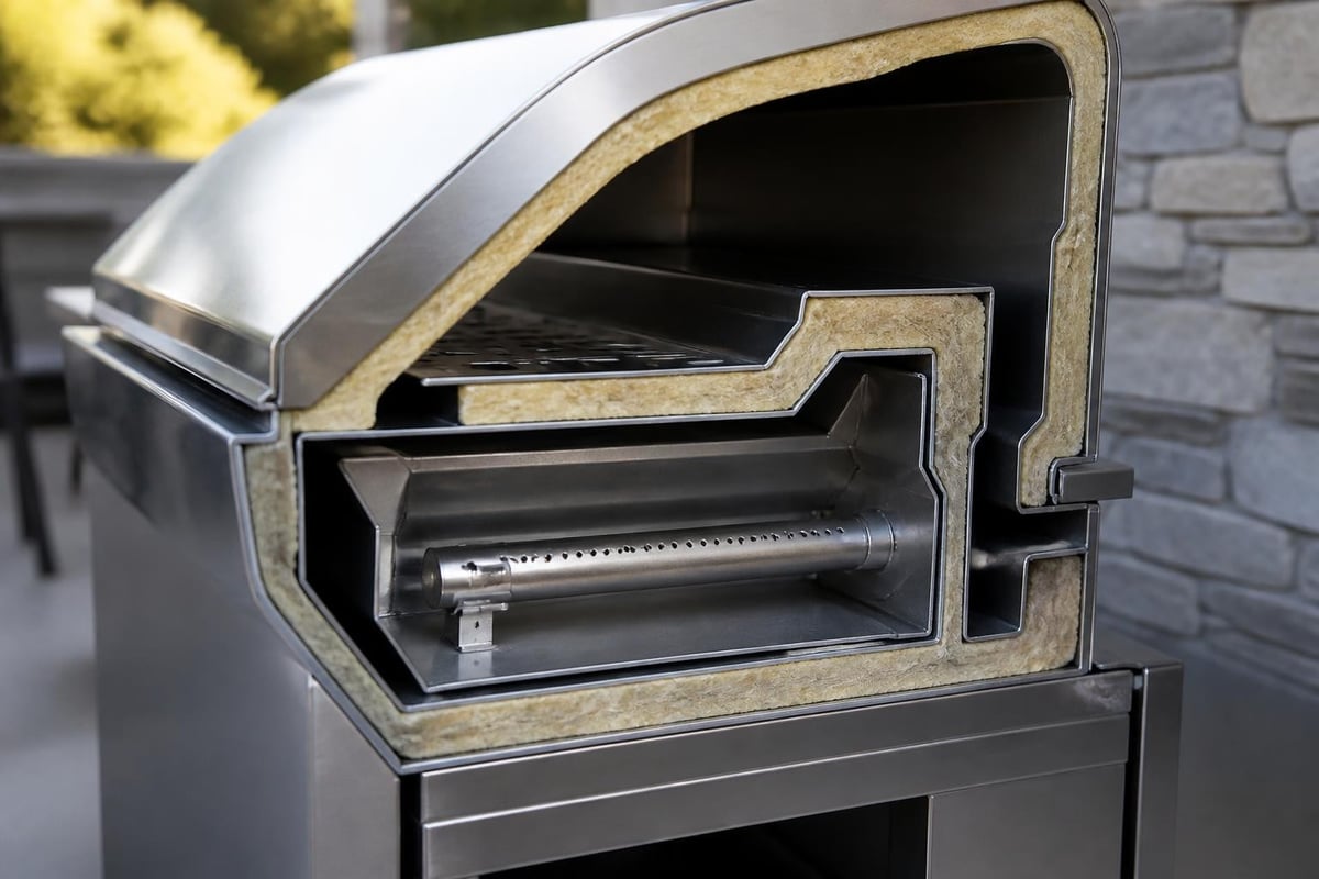 Stainless steel BBQ construction layers