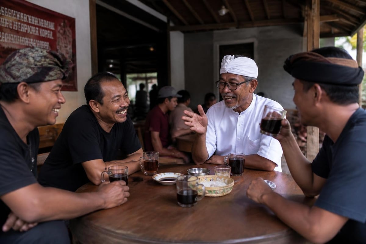 Community atmosphere at traditional coffee shop
