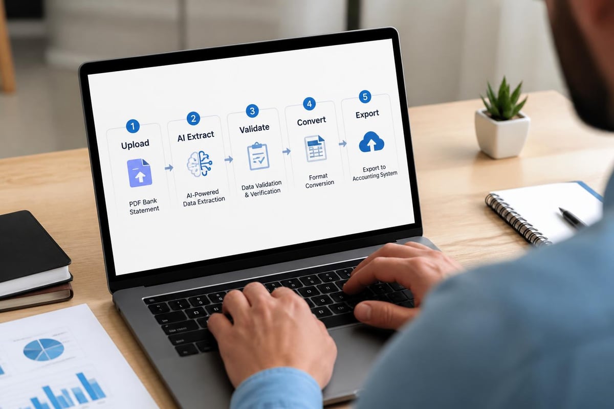 PDF bank statement conversion workflow stages