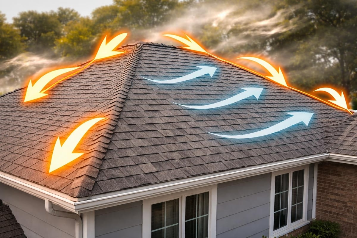 Wind force distribution on roof