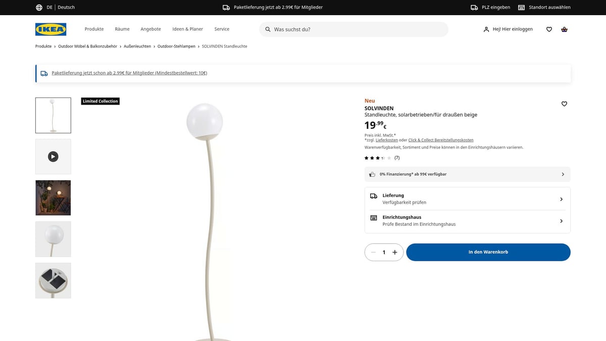 9 Ikea Produkte, Die Dein Zuhause 2026 Verwandeln - SOLVINDEN Standleuchte, solarbetrieben/für draußen beige – 19,99 €