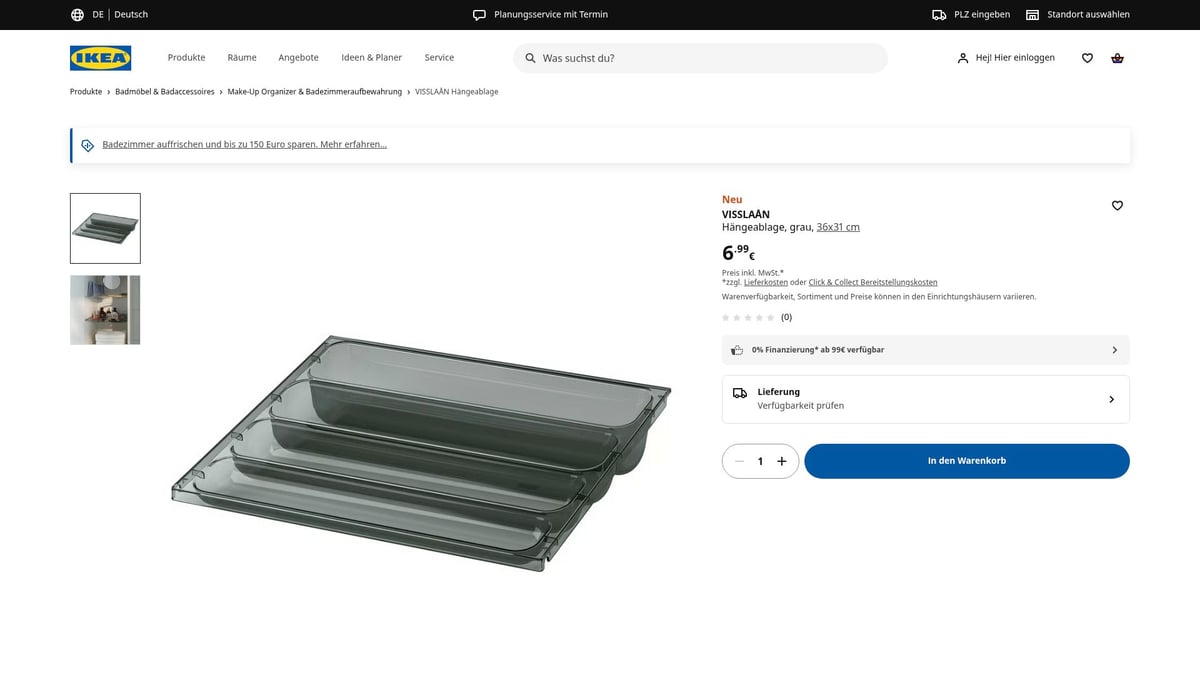 9 Ikea Produkte, Die Dein Zuhause 2026 Verwandeln - VISSLAÅN Hängeablage, grau, 36x31 cm – 6,99 €