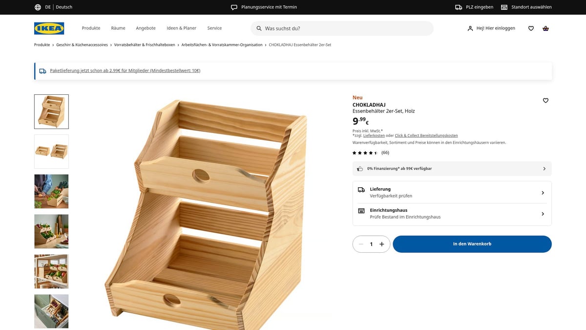 9 Ikea Produkte, Die Dein Zuhause 2026 Verwandeln - CHOKLADHAJ Essenbehälter 2er-Set, Holz – 9,99 €