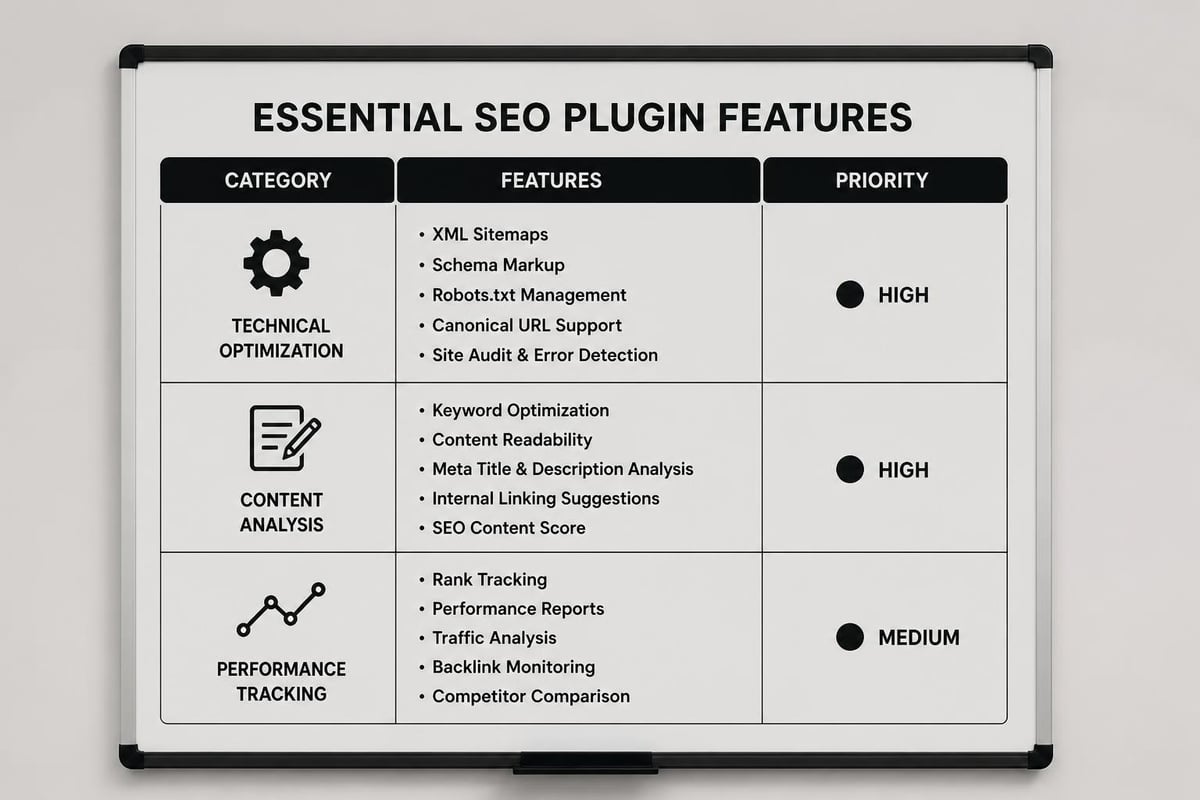 SEO plugin feature comparison