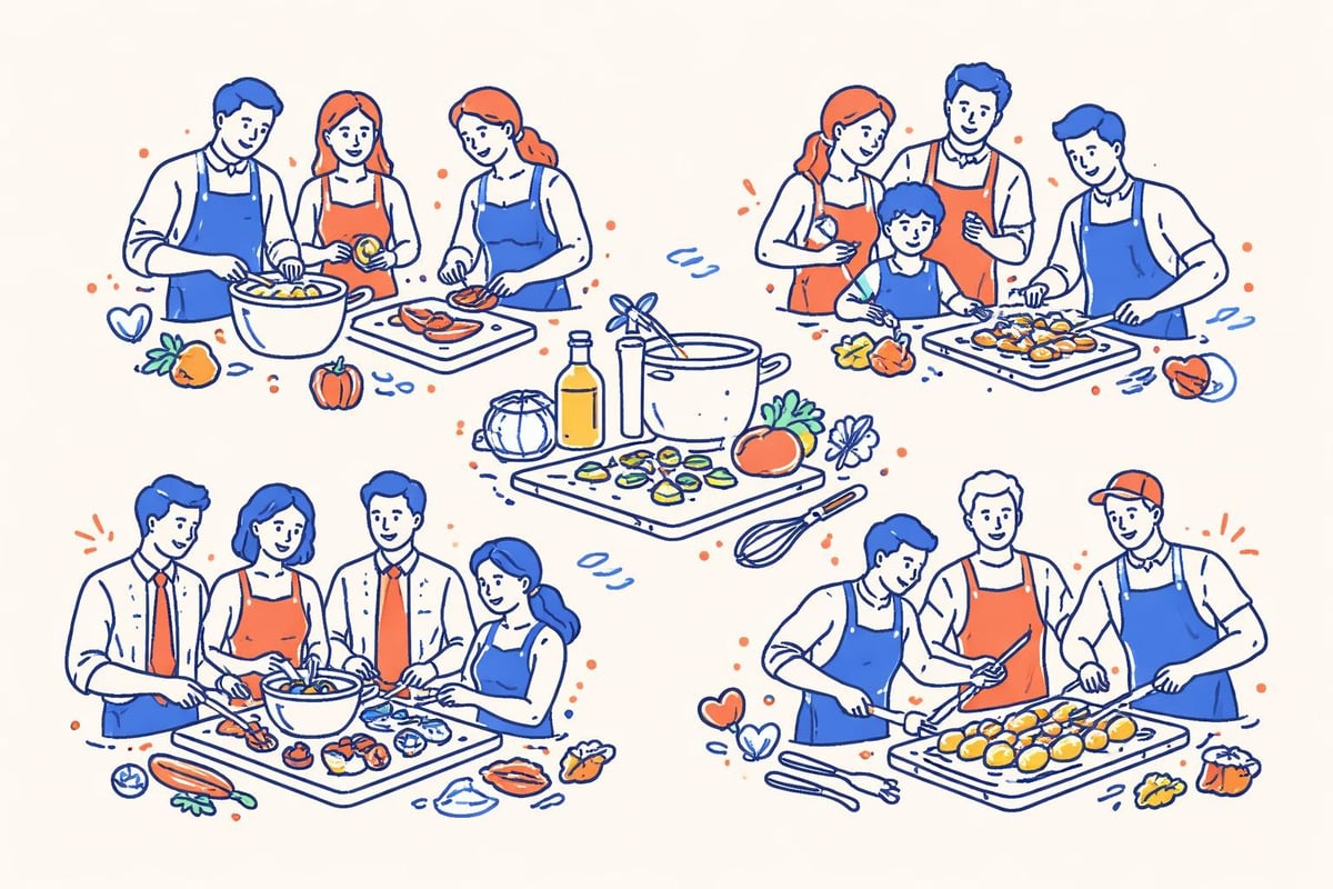 Verschiedene Gruppentypen beim Kochkurs