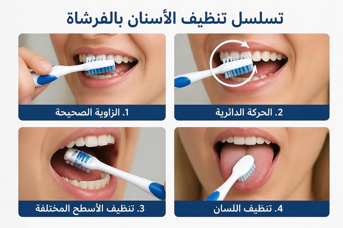 خطوات تنظيف الأسنان الصحيحة